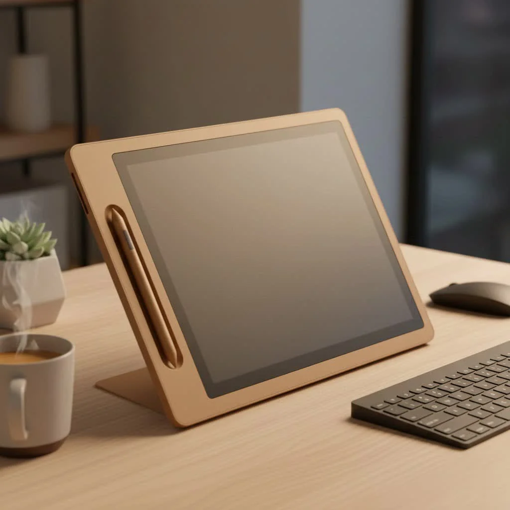 Graphic designer using a pen tablet for digital illustration