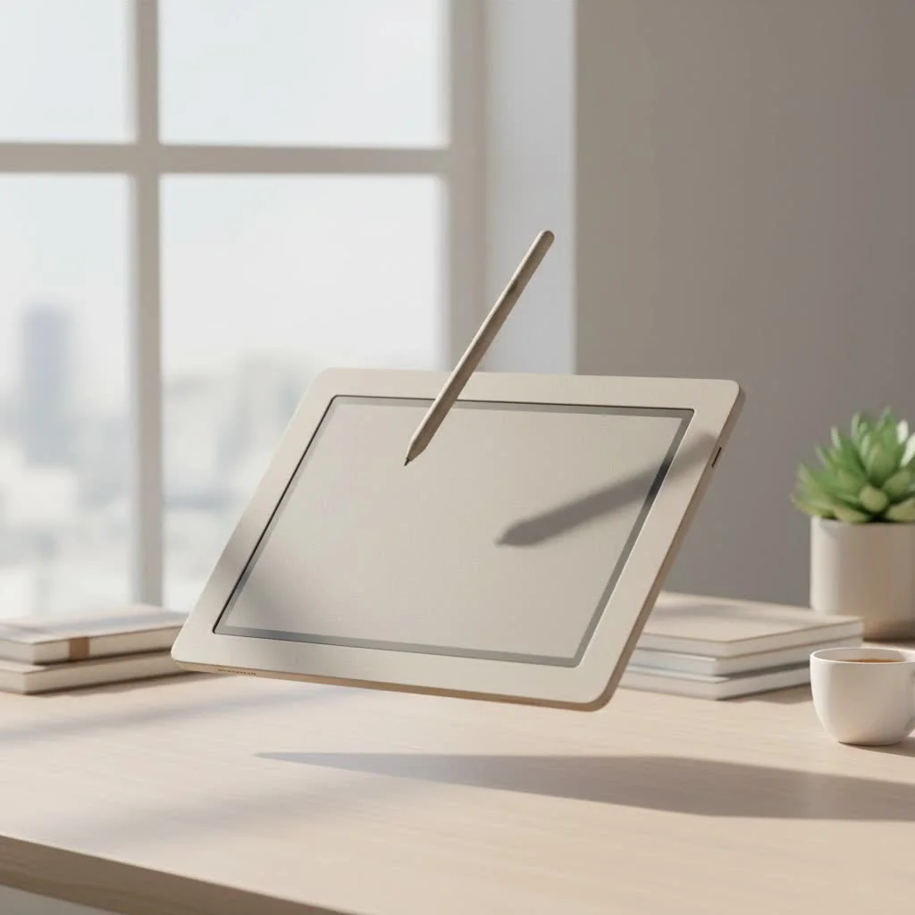 Artist using a graphic drawing pen tablet to create digital art