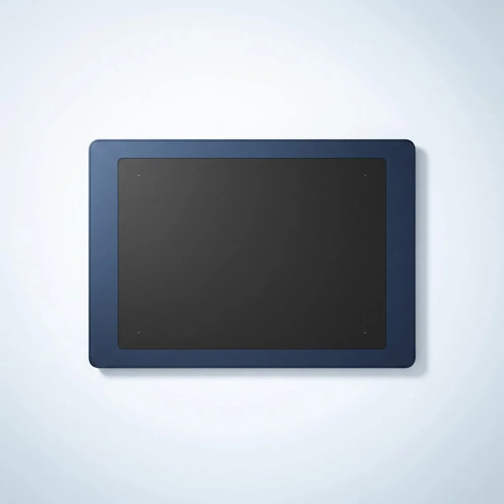 Graphic tablet with a stylus and a hand drawing on its surface
