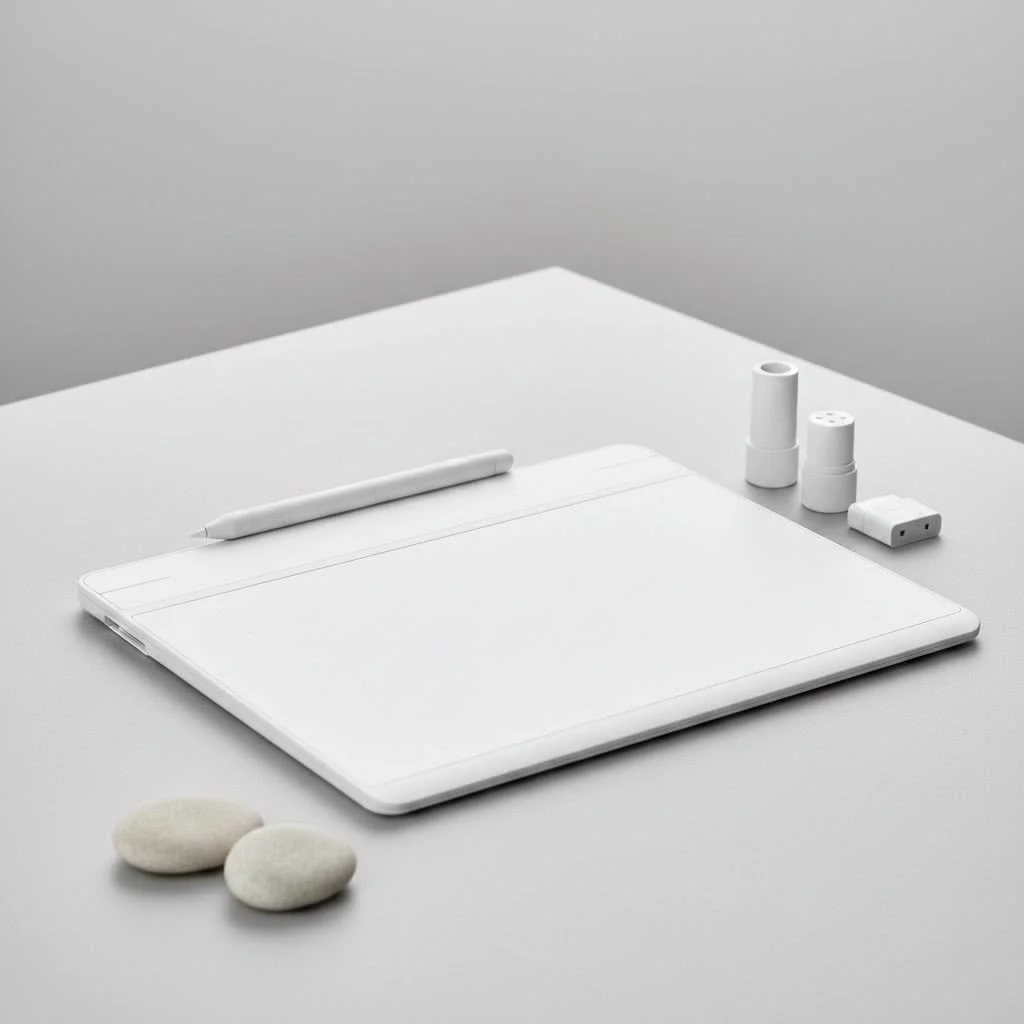 Artist drawing on a graphic drawing tablet with screen
