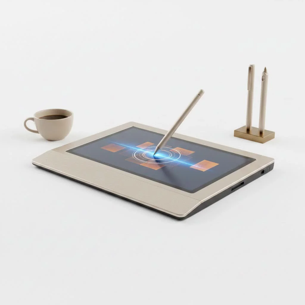 Android tablet displaying graphic design software