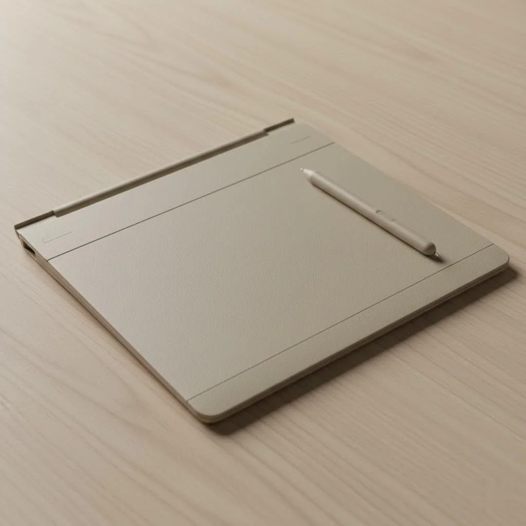 Graphic tablet with stylus on a desk