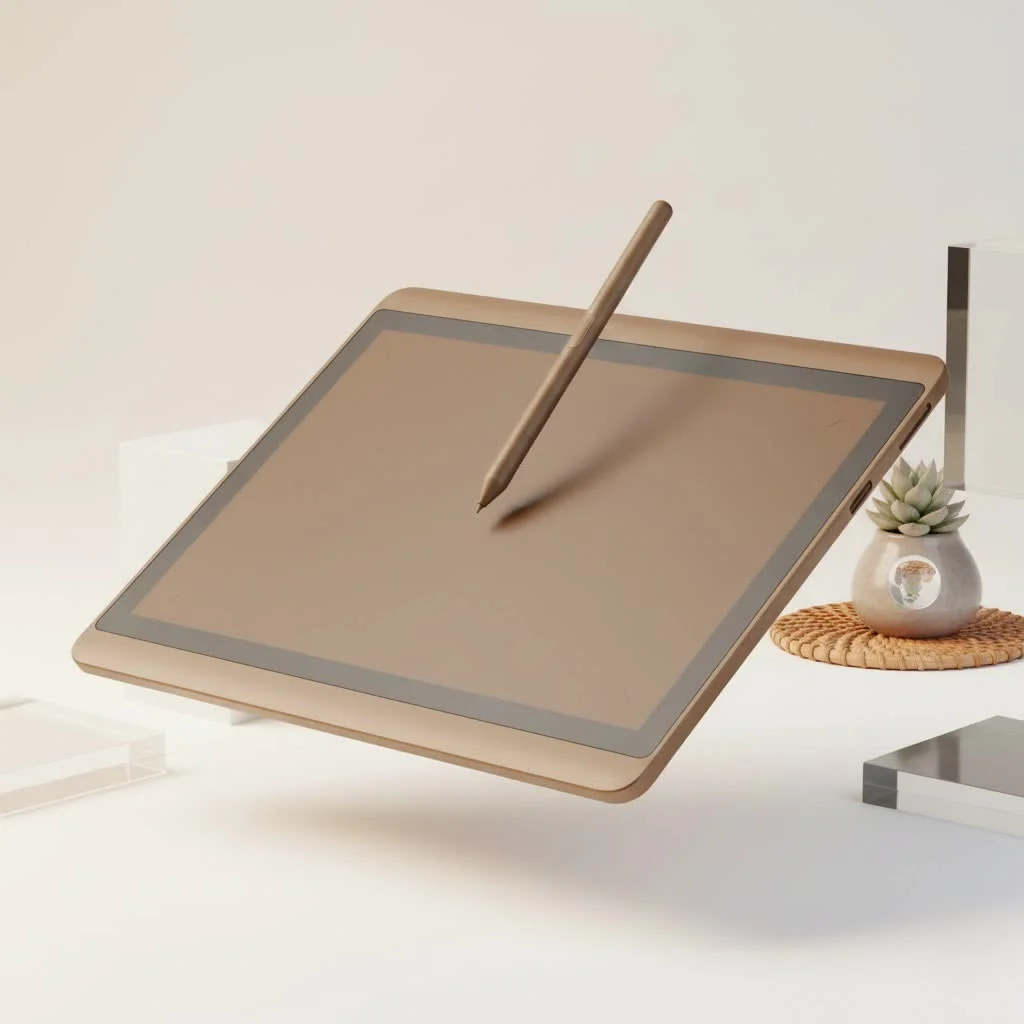 Graphic designer using a pen display tablet to create digital art
