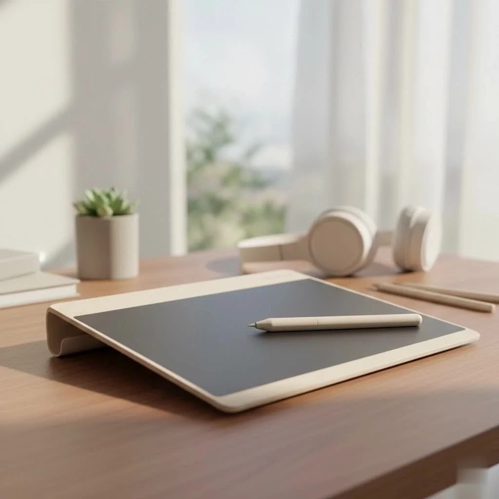 Monoprice 10x6.25 inch graphic drawing tablet on a desk