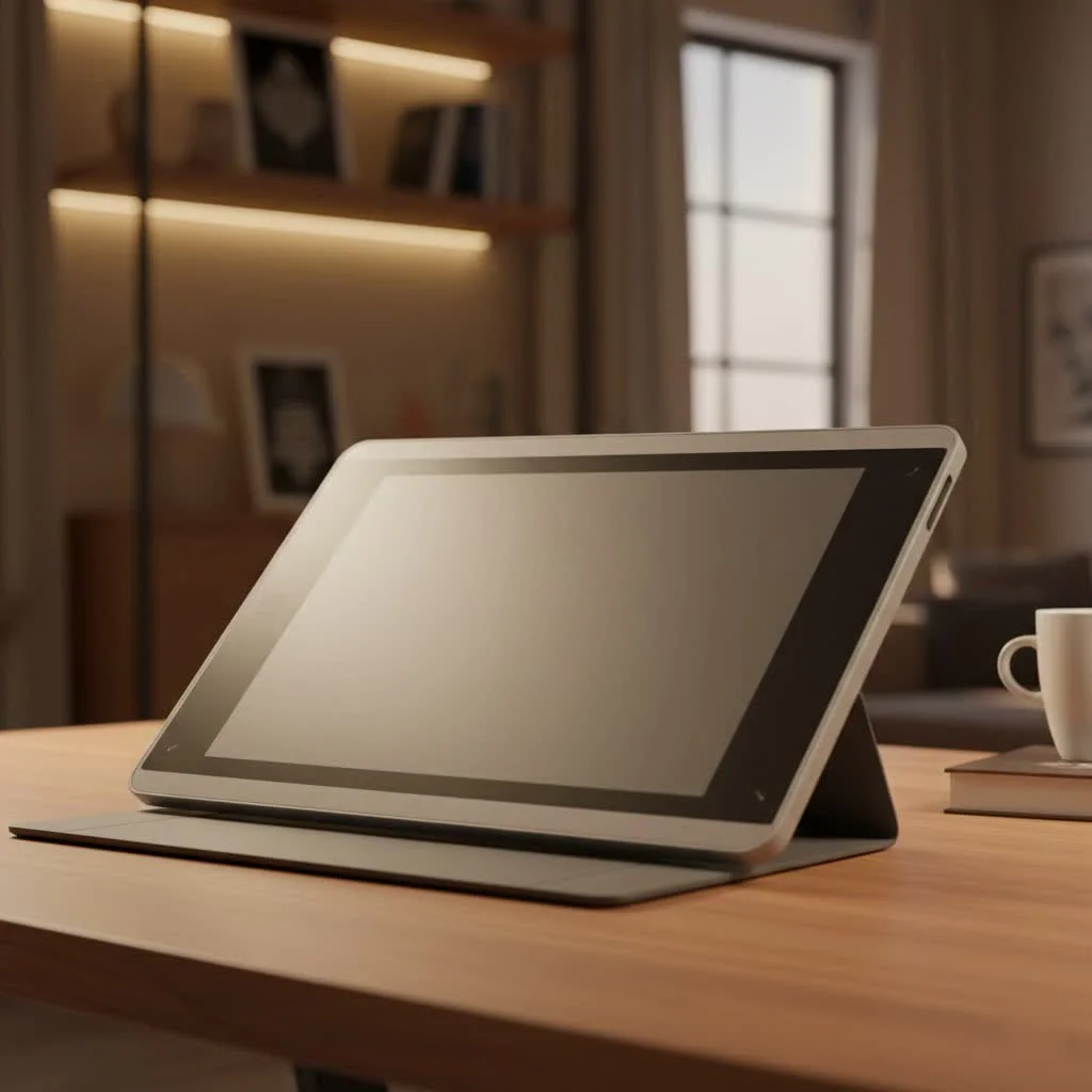 Digital artist drawing on a graphic tablet with a stylus